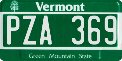 VT license plate PZA369