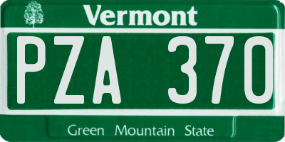 VT license plate PZA370