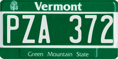 VT license plate PZA372