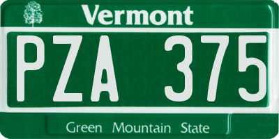 VT license plate PZA375