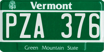 VT license plate PZA376