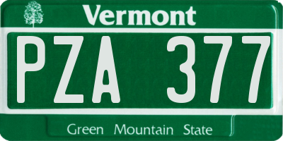 VT license plate PZA377