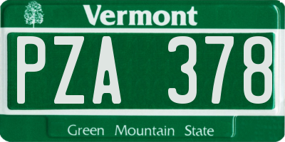 VT license plate PZA378