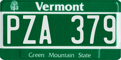 VT license plate PZA379