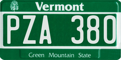 VT license plate PZA380