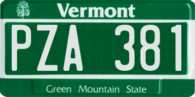 VT license plate PZA381