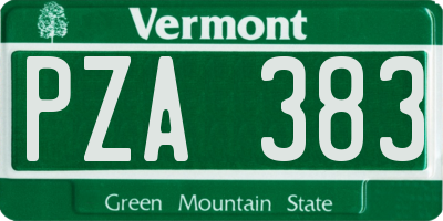 VT license plate PZA383