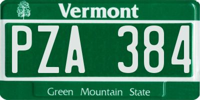 VT license plate PZA384