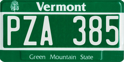 VT license plate PZA385