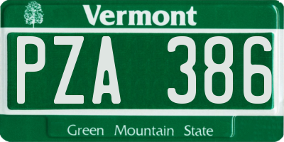 VT license plate PZA386
