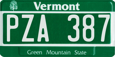 VT license plate PZA387