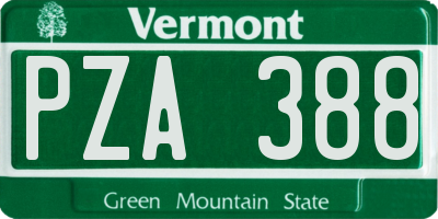 VT license plate PZA388