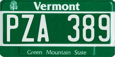 VT license plate PZA389
