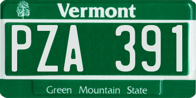 VT license plate PZA391