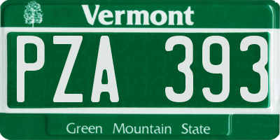 VT license plate PZA393