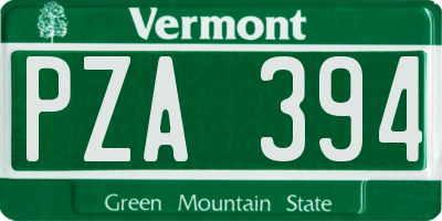 VT license plate PZA394