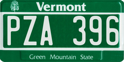 VT license plate PZA396