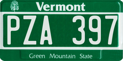 VT license plate PZA397