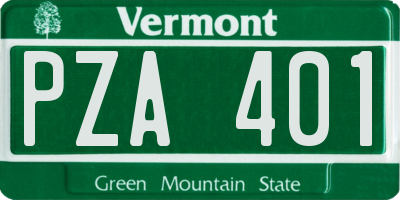 VT license plate PZA401