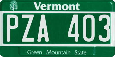VT license plate PZA403