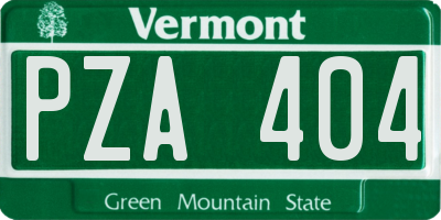 VT license plate PZA404