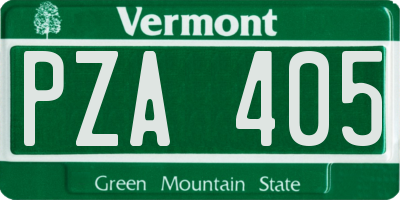 VT license plate PZA405