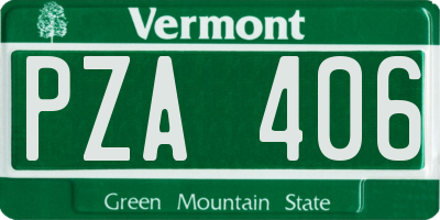 VT license plate PZA406