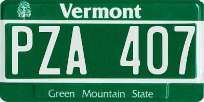 VT license plate PZA407