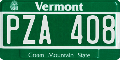VT license plate PZA408