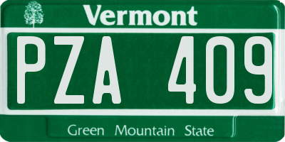 VT license plate PZA409
