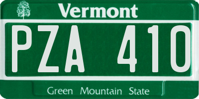 VT license plate PZA410