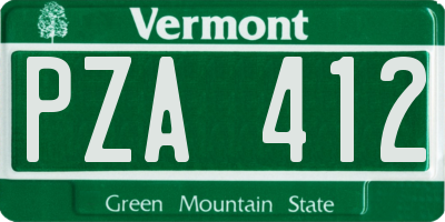 VT license plate PZA412
