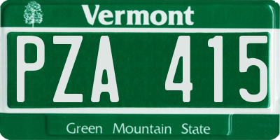 VT license plate PZA415