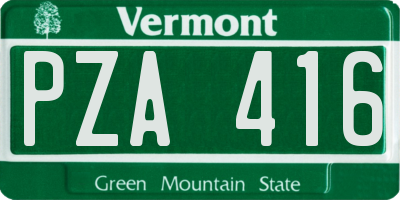 VT license plate PZA416
