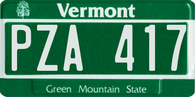 VT license plate PZA417