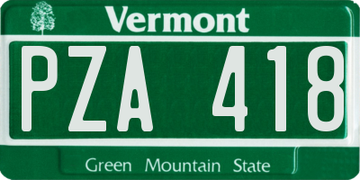 VT license plate PZA418