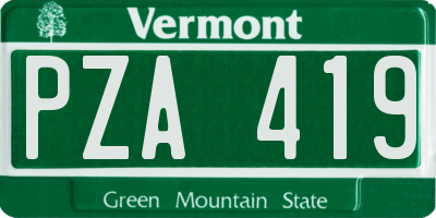 VT license plate PZA419