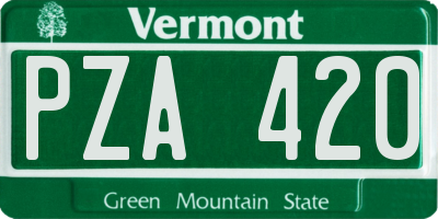 VT license plate PZA420
