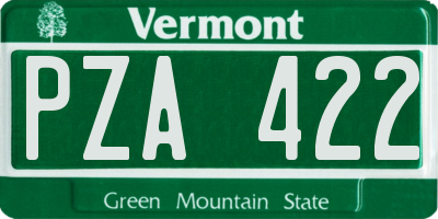 VT license plate PZA422