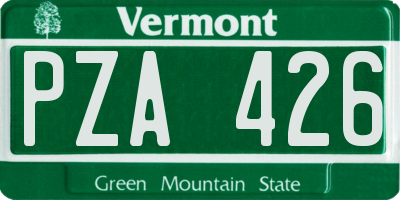 VT license plate PZA426