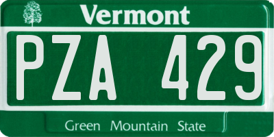 VT license plate PZA429