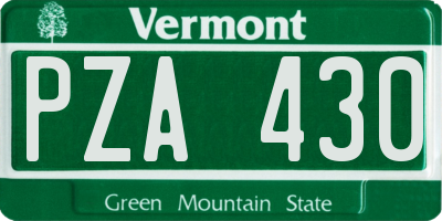 VT license plate PZA430