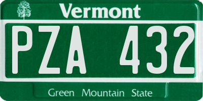 VT license plate PZA432
