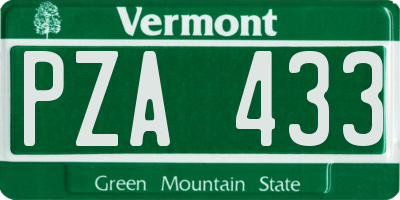 VT license plate PZA433