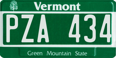 VT license plate PZA434