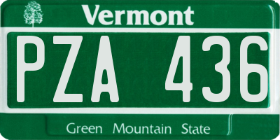 VT license plate PZA436