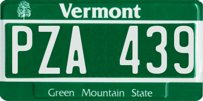 VT license plate PZA439