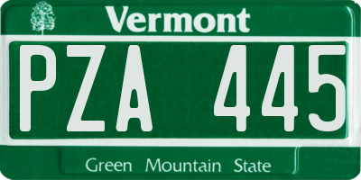 VT license plate PZA445