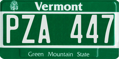 VT license plate PZA447