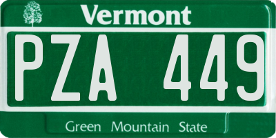VT license plate PZA449
